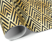 金ゴールドと黒のダイヤモンドアールデコパターン ラッピングペーパー (ロールコーナー)