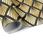 金ゴールドと黒のダイヤモンドアールデコパターン ラッピングペーパー (ロールコーナー)