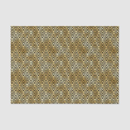 金ゴールドと黒のダイヤモンドアールデコパターン 薄葉紙 (正面)