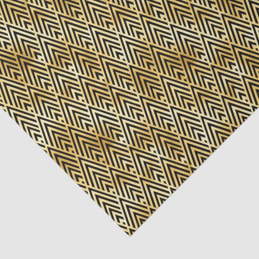 金ゴールドと黒のダイヤモンドアールデコパターン 薄葉紙 (詳細)