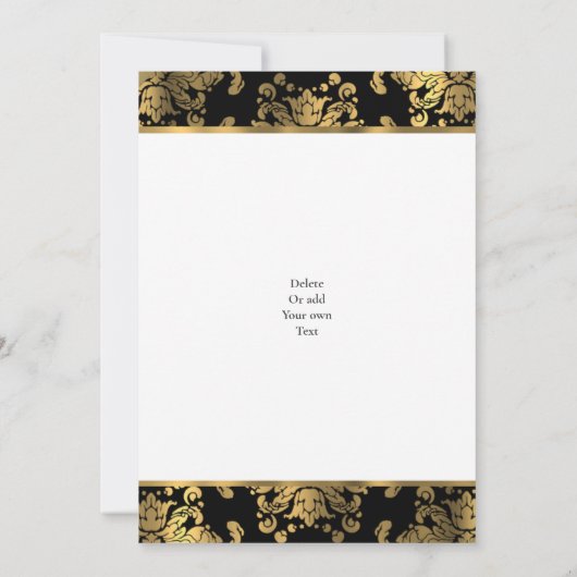 金ゴールドと黒のダマスクの結婚式 招待状 (裏面)