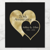 金ゴールドと黒のハート ワインラベル (シングルラベル)