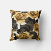 金ゴールドと黒のバラと金ゴールドバラ花びら枕 クッション (裏面)