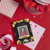 金ゴールドと黒のバルーンとプレゼント カード