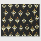 金ゴールドと黒のパターン ラッピングペーパー (フラット)