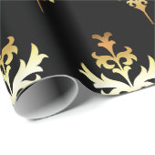 金ゴールドと黒のパターン ラッピングペーパー (ロールコーナー)