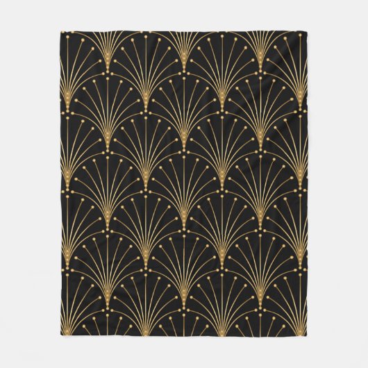 金ゴールドと黒のパターン。高級バックグラウンド フリースブランケット (正面)