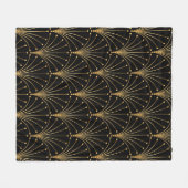 金ゴールドと黒のパターン。高級バックグラウンド フリースブランケット (正面(横))
