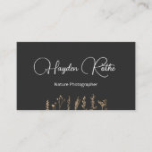 金ゴールドと黒のフローラ 名刺 (正面)