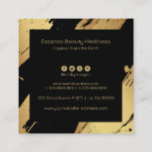 金ゴールドと黒のブラシストロークの背景 スクエア名刺 (裏面)