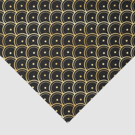 金ゴールドと黒の円のアールデコパターン 薄葉紙 (詳細)