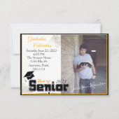金ゴールドと黒の写真卒業パーティーの招待状 招待状 (正面)