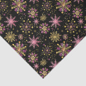 金ゴールドと黒の冬の雪片パターン 薄葉紙 (詳細)