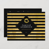 金ゴールドと黒の化粧品カード ポストカード (正面/裏面)