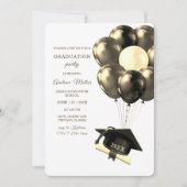 金ゴールドと黒の卒業テンプレート 招待状 (正面)