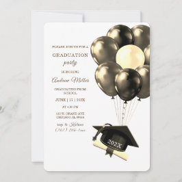 金ゴールドと黒の卒業テンプレート 招待状