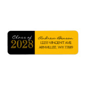 金ゴールドと黒の卒業差出人住所ラベル ラベル (正面)