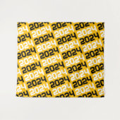 金ゴールドと黒の卒業背景 タペストリー (正面(横))