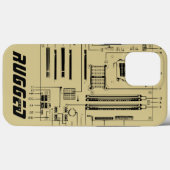 金ゴールドと黒の堅牢なギークマザーボード技術 Case-Mate iPhoneケース (裏面 (横))