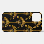 金ゴールドと黒の壁紙に花模様が入っている Case-Mate iPhoneケース (裏面 (横))