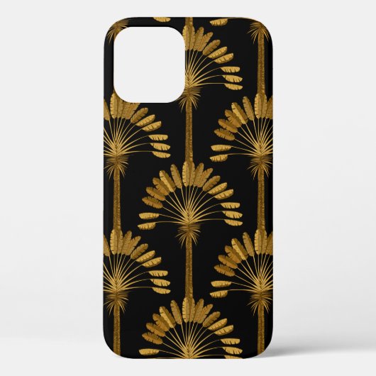 金ゴールドと黒の壁紙に花模様が入っている Case-Mate iPhoneケース (裏面)