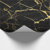 金ゴールドと黒の大理石ギフトラップ ラッピングペーパー (角)