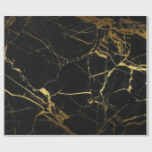 金ゴールドと黒の大理石ギフトラップ ラッピングペーパー (フラット)