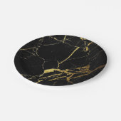 金ゴールドと黒の大理石紙プレート ペーパープレート (アングル)