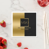 金ゴールドと黒の幾何モダンデザイン スタンダードカクテルナプキン (インサイチュ)