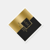 金ゴールドと黒の幾何モダンデザイン スタンダードカクテルナプキン (角)