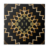 金ゴールドと黒の幾何学的な東洋アラベスク タイル (正面)