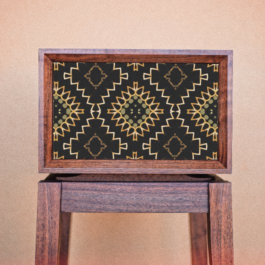 金ゴールドと黒の幾何学的な東洋アラベスク 薄葉紙