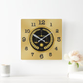 金ゴールドと黒の弁護士時計 スクエア壁時計 (ホーム)