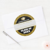 金ゴールドと黒の懇親会名タグ ラウンドシール (封筒)