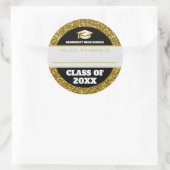 金ゴールドと黒の懇親会名タグ ラウンドシール (バッグ)