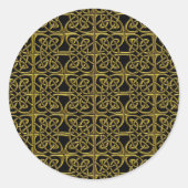 金ゴールドと黒の接続された楕円ケルト模様 ラウンドシール (正面)