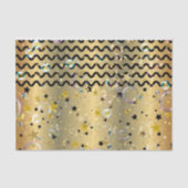 金ゴールドと黒の星の泡の波状のストライプパーティー 薄葉紙 (正面)
