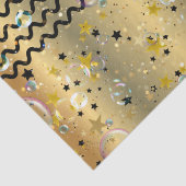 金ゴールドと黒の星の泡の波状のストライプパーティー 薄葉紙 (詳細)