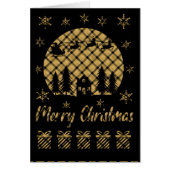 金ゴールドと黒の格子模様の黒いクリスマスカットアウト (正面)