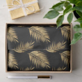 金ゴールドと黒の水色のヤシの葉のパターン 薄葉紙 (ギフト)