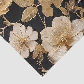 金ゴールドと黒の白い花柄 薄葉紙 (詳細)