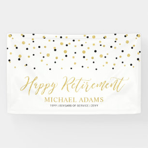 金ゴールドと黒の紙吹雪  ハッピーリタイアメントパーティー禁止 横断幕