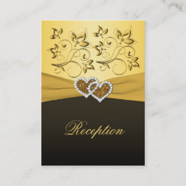 金ゴールドと黒の結合ハート披露宴カード エンクロージャーカード