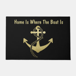 金ゴールドと黒の航海の書式 ドアマット