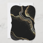 金ゴールドと黒の花ボタニーズ結婚ズ 招待状 (裏面)