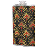 金ゴールドと黒の赤アールデコパターン フラスク (左)