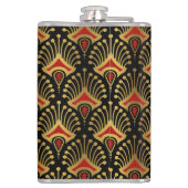 金ゴールドと黒の赤アールデコパターン フラスク (裏面)