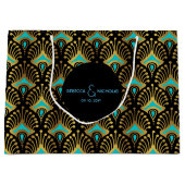 金ゴールドと黒の赤アールデコパターン ラージペーパーバッグ (正面)