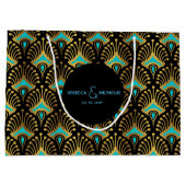 金ゴールドと黒の赤アールデコパターン ラージペーパーバッグ (裏面)