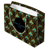 金ゴールドと黒の赤アールデコパターン ラージペーパーバッグ (裏面アングル)